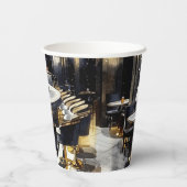 Gobelets En Papier Fête de mariage de Nuit de Club Noir Or (Verso)