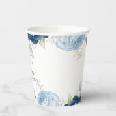 Gobelets En Papier Fête de mariage élégante aux fleurs bleues poussié (Gauche)