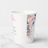 Gobelets En Papier Fête de Mariage Élégante avec Fleurs Roses et Écri (Gauche)