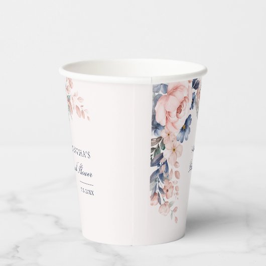 Gobelets En Papier Fête de Mariage Élégante avec Fleurs Roses et Écri (Droite)