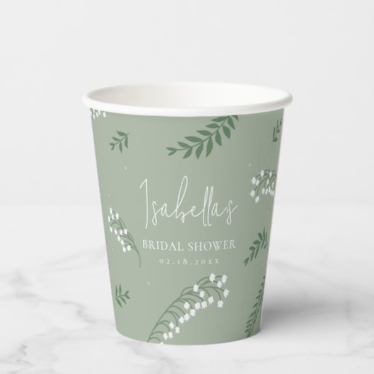 Gobelets En Papier Fête de mariage élégante de muguet de jardin (Verso)