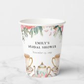 Gobelets En Papier Fête de Mariage Élégante Florale à Thé (Verso)