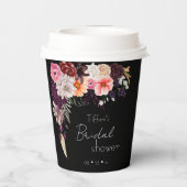 Gobelets En Papier Fête de Mariage Fleurs Sombres et Feuillage (Verso)