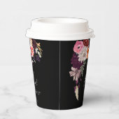 Gobelets En Papier Fête de Mariage Fleurs Sombres et Feuillage (Droite)