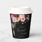 Gobelets En Papier Fête de Mariage Fleurs Sombres et Feuillage (Recto)