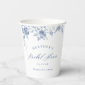 Gobelets En Papier Fête de mariage floral bleu (Verso)