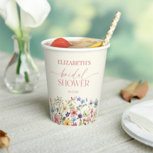 Gobelets En Papier Fête de mariage Floral Fleur Sauvage