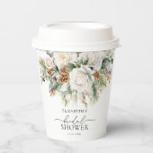 Gobelets En Papier Fête de mariage floral hivernal élégant avec feuil (Recto)