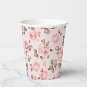 Gobelets En Papier Fête de mariage floral rose (Droite)