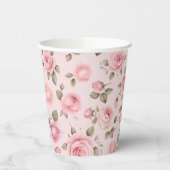 Gobelets En Papier Fête de mariage floral rose pastel (Gauche)