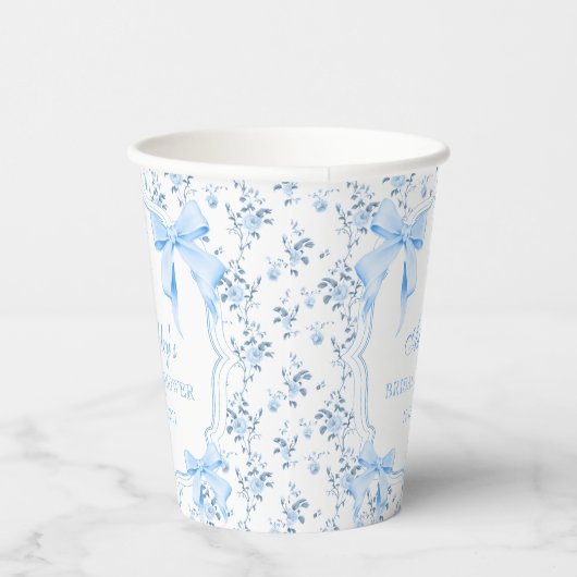 Gobelets En Papier Fête de mariage floral ruban bleu (Droite)