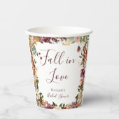 Gobelets En Papier Fête de Mariage Florale d'Automne (Recto)