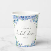 Gobelets En Papier Fête de mariage Florale Hydrangea Bleu Moderne (Verso)