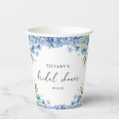 Gobelets En Papier Fête de mariage Florale Hydrangea Bleu Moderne (Recto)