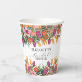 Gobelets En Papier Fête de mariage florale tropicale orange rose colo (Verso)