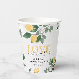 Gobelets En Papier Fête de mariage 'L'amour est doux' citron et verdu