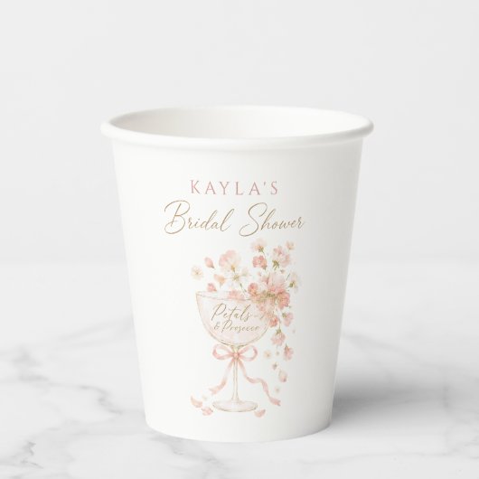 Gobelets En Papier Fête de mariage Petals & Prosecco (Recto)