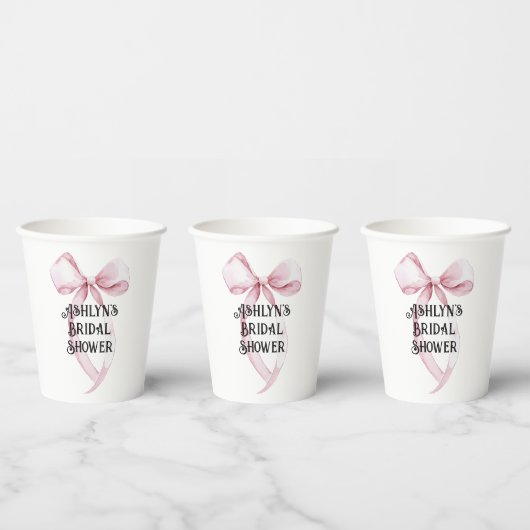 Gobelets En Papier Fête de Mariage Rose Blanc Ruban Féminin (Multi)