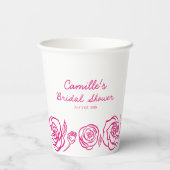 Gobelets En Papier Fête de mariage rose florale capricieuse (Verso)