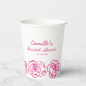 Gobelets En Papier Fête de mariage rose florale capricieuse (Recto)