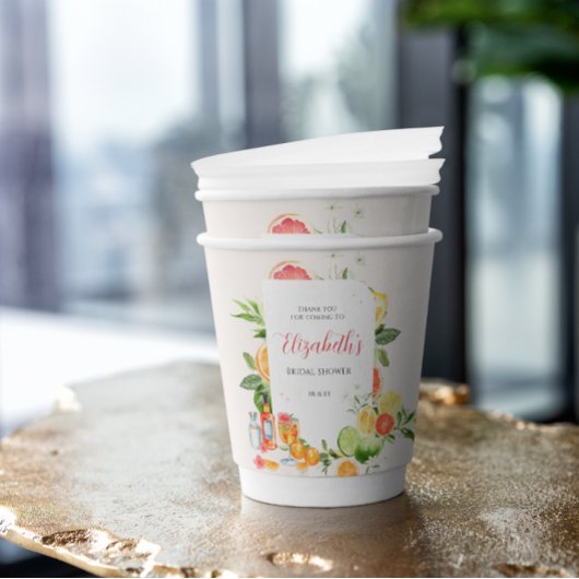 Gobelets En Papier Fête de Mariage Tropical aux Agrumes