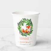 Gobelets En Papier Fête de Mariée Renard Bois Aquarelle Feuillage (Verso)
