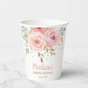 Gobelets En Papier Fête de naissance Baby Shower Rose Pâle Élégante