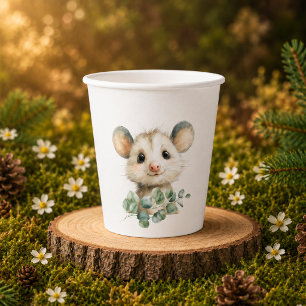 Gobelets En Papier Fête de naissance de l'opossum forestier • Neutre