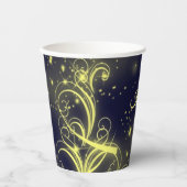 Gobelets En Papier Fête de Noël Arbre d'or Étoiles Marine Fêtes Bleue (Recto)