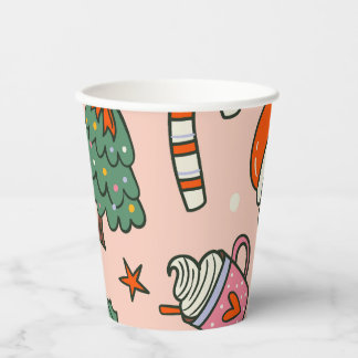 Gobelets En Papier Fête de Noël avec le Père Noël