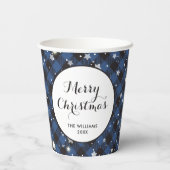 Gobelets En Papier Fête de Noël Bleu Buffle Plaid (Verso)