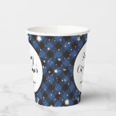 Gobelets En Papier Fête de Noël Bleu Buffle Plaid (Gauche)