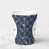 Gobelets En Papier Fête de Noël Bleu Buffle Plaid (Droite)