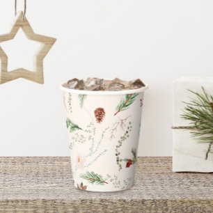 Gobelets En Papier Fête de Noël Boho Élégant Poinsettia Verdure