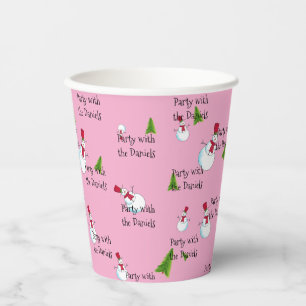 Gobelets En Papier Fête de Noël Bonhomme de Neige Personnalisée