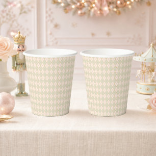 Gobelets En Papier Fête de Noël d'hiver en pêche menthe argyle prépa
