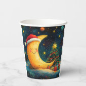 Gobelets En Papier Fête de Noël drôle Lune Galaxy (Verso)