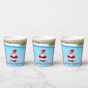 Gobelets En Papier Fête de Noël en Juillet au bord de la piscine