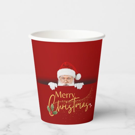 Gobelets En Papier Fête de Noël Enchantant du Père Noël Joyeux (Recto)