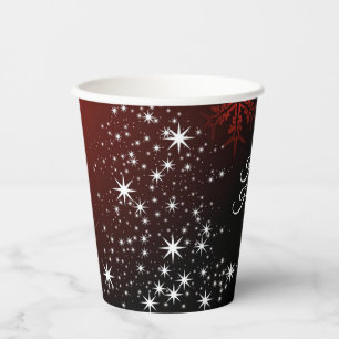 Gobelets En Papier Fête de Noël Etoiles blanches Arbre Red Feux de ne