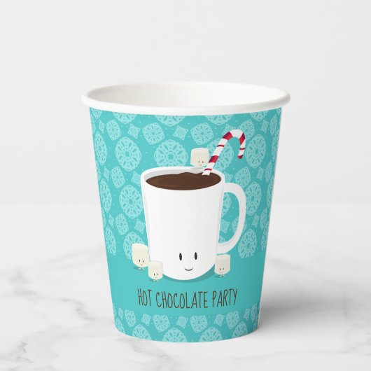 Gobelets En Papier Fête de Noël Flocon de neige Chocolat chaud (Verso)