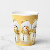 Gobelets En Papier Fête de Noël Golden Snowman (Verso)