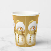 Gobelets En Papier Fête de Noël Golden Snowman (Droite)