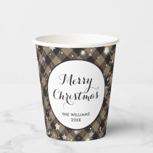 Gobelets En Papier Fête de Noël Khaki Buffalo débarqué