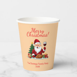 Gobelets En Papier Fête de Noël personnalisable avec le Père Noël heu
