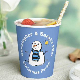 Gobelets En Papier Fête de Noël personnalisée Snowman