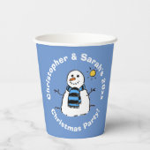 Gobelets En Papier Fête de Noël personnalisée Snowman (Verso)