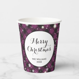Gobelets En Papier Fête de Noël Purple Buffalo Plaid