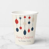 Gobelets En Papier Fête de Noël Rouge Rétro (Verso)