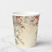 Gobelets En Papier Fête de Noël Russe Deer Pine Berry (Recto)